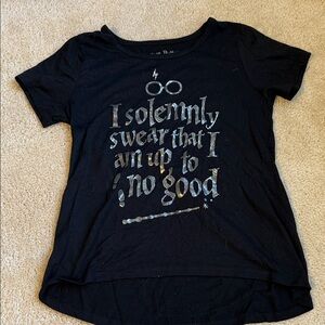 Warner Bros. Black Tee with Silver Harry Potter Graphic